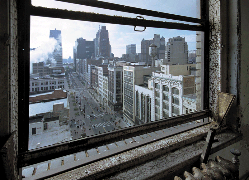 Woodward Avenue seen from the Broderick Tower on marathon day, 2006