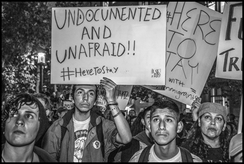 Protest in front of Oakland City Hall against the election of Donald Trump as U.S. President.