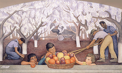 Diego Rivera, Still Life and Blossoming Almond Trees, 1931; Stern Hall, University of California, Berkeley.